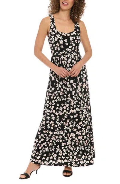 London Times Floral Maxi Dress In Black