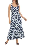 London Times Plus Size Scoop-neck Sleeveless Maxi Dress In Multi