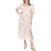 London Times Floral Puff Sleeve Maxi Dress In Neutral