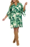 London Times Floral Ruffle Chiffon A-line Dress In Green
