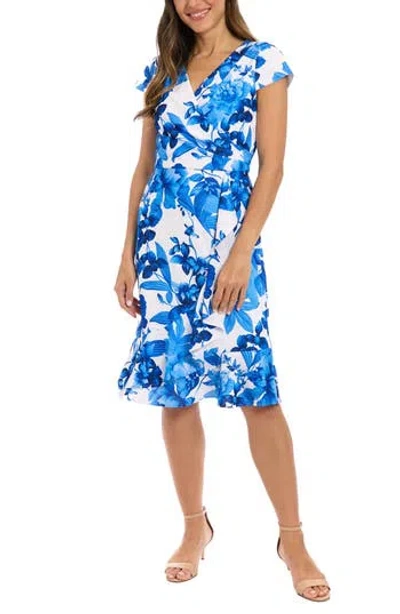 LONDON TIMES LONDON TIMES FLORAL SCUBA A-LINE DRESS