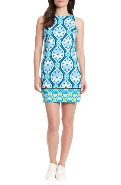 London Times Floral Shift Dress In Blue Multi