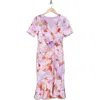 London Times Plus Size Floral-print Twist-front Midi Dress In Lavender