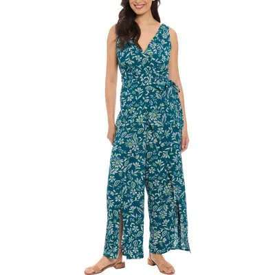 London Times Floral Walk-through Jumpsuit In Multi