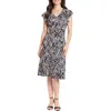 London Times Women's Ruffled-sleeve Fit & Flare Dress In Black/blush