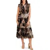 London Times Flutter Sleeve Tiered Chiffon Maxi Dress In Multi