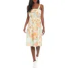 London Times Foldover Linen Blend Midi Dress In Sage Peach
