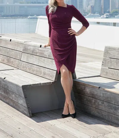 London Times For Maggy London Dovana Lurex Dress In Magenta In Red