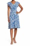 London Times Ruffle Midi Dress In Multi
