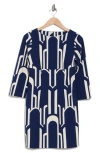 London Times Mini Dress In Navy/ivory