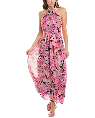 London Times Halter Maxi Dress In Pink