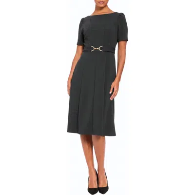 London Times Horseshoe Buckle Midi Dress In Black