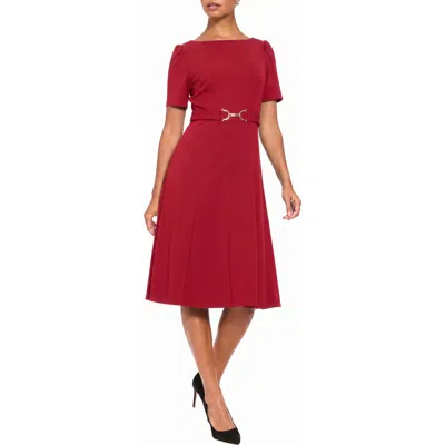 London Times Horseshoe Buckle Midi Dress In Red