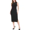 London Times Illusion Yoke Sleeveless Midi Sweater Dress In Black