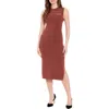 London Times Illusion Yoke Sleeveless Midi Sweater Dress In Sable