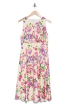 London Times Jersey Eyelet Sleeveless Dress In Cream Pink