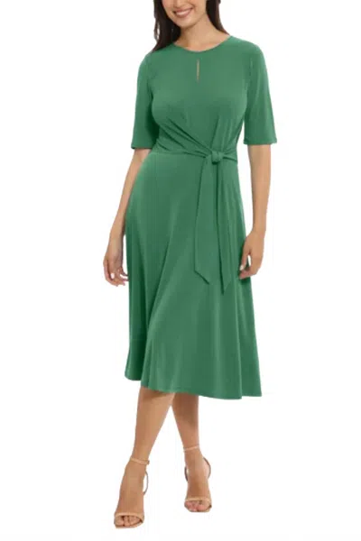 London Times Keyhole Detail A-line Midi Dress In Green