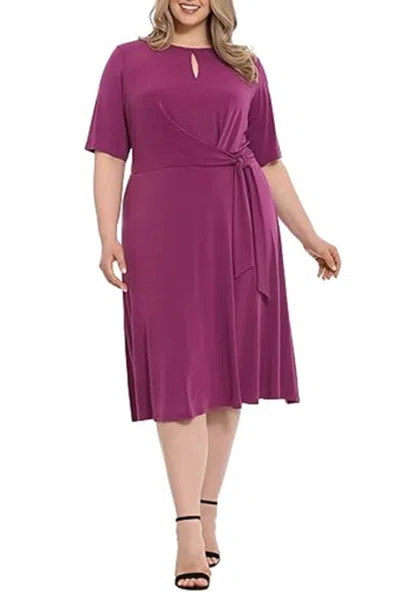 London Times Keyhole Detail A-line Midi Dress In Purple