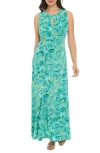 London Times Keyhole Front Maxi Dress In Green Aqua