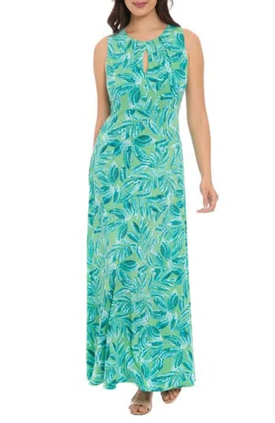 London Times Keyhole Front Maxi Dress In Green Aqua