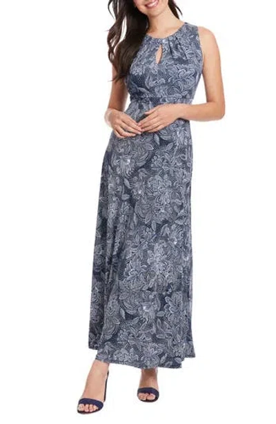 London Times Keyhole Maxi Dress In Blue