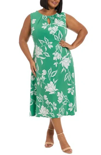 London Times Keyhole Midi Dress In Green