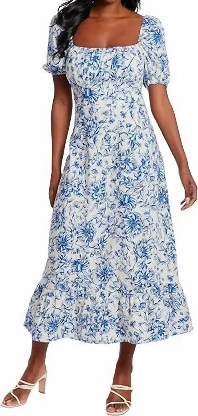London Times Kiraz Dress In Ivory/navy In Multi