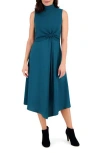 London Times Knit Popover A-line Dress In Green