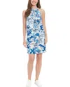 London Times Linen-blend A-line Dress In Multi