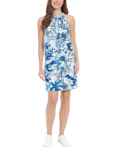 London Times Linen-blend A-line Dress In Multi