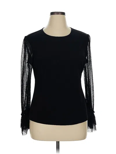 Pre-owned London Times Long Sleeve Blouse In Black