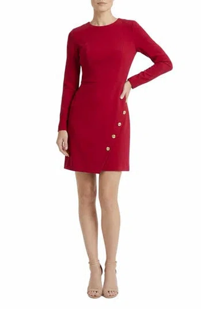 London Times Long Sleeve Sheath Dress In Red