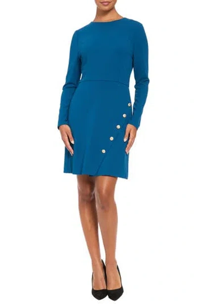 London Times Long Sleeve Sheath Dress In Blue