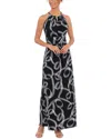 London Times Maxi Dress In Black/white