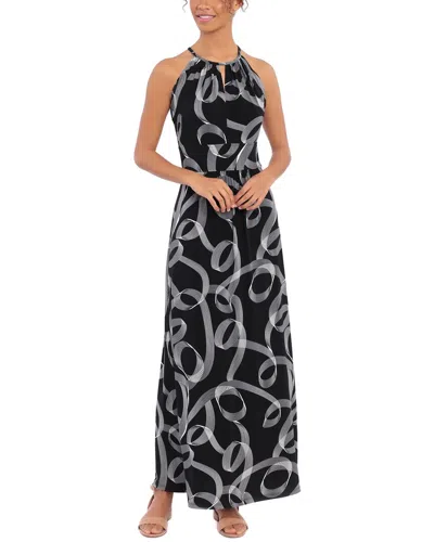 London Times Maxi Dress In Black/white