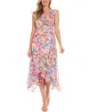 London Times Floral Ruffle Maxi Dress In Blue