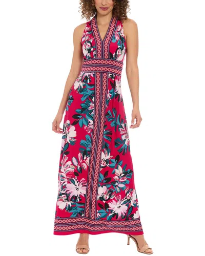 London Times Maxi Dress In Fusia,teal