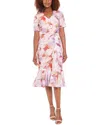 London Times Plus Size Floral-print Twist-front Midi Dress