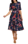 London Times Midi Fit & Flare Dress In Blue
