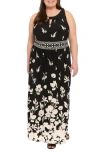 London Times Morris Floral Maxi Sundress In Black