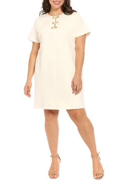 London Times Plus-size Crewneck Shift Dress In White