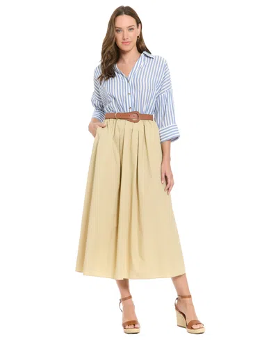 London Times Petite Fit & Flare Midi Dress In Yellow