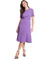 London Times Petite Fit & Flare Scuba Crepe Midi Dress