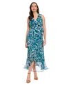 London Times Petite Floral-print Ruffled Maxi Dress