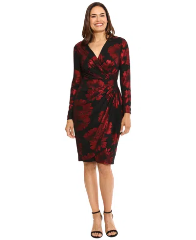 London Times Petite Foil-floral Cascade Sheath Dress In Multi
