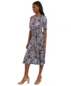 London Times Petite Jersey Side-tie Fit & Flare Midi Dress In Multi
