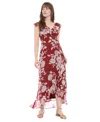 London Times Petite Printed Ruffled-collar Maxi Dress In Multi