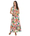 London Times Petite Printed Sleeveless Maxi Dress In Multi
