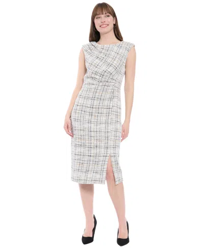 London Times Petite Sleeveless Midi Dress In Gray
