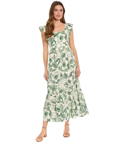 London Times Petite Square Neck Maxi Dress In Green